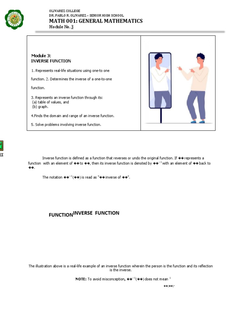 Understanding Inverse Functions in Math | PDF | Function (Mathematics ...