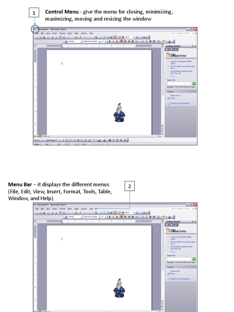 Microsoft Word Interface Overview | PDF | Window (Computing) | Button ...