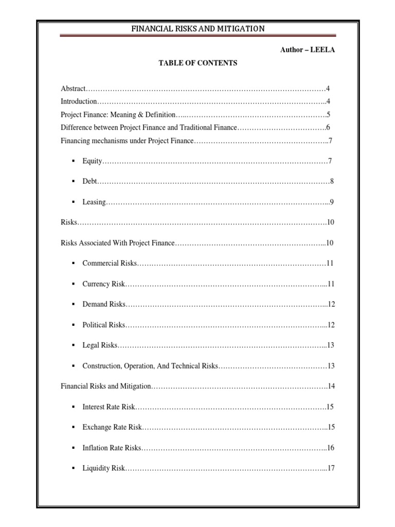 Project Finance Risks and Mitigation | PDF | Liquidity Risk | Project ...