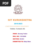 Nit Kurukshetra: Database Systems (LAB)