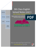 9th Class English Solved Notes Unit 1