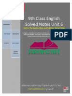 9th Class English Solved Notes Unit 6