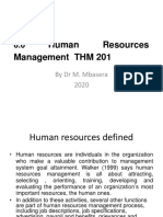 6.0 Human Resources Management - Doc THM 201 by DR M. Mbasera