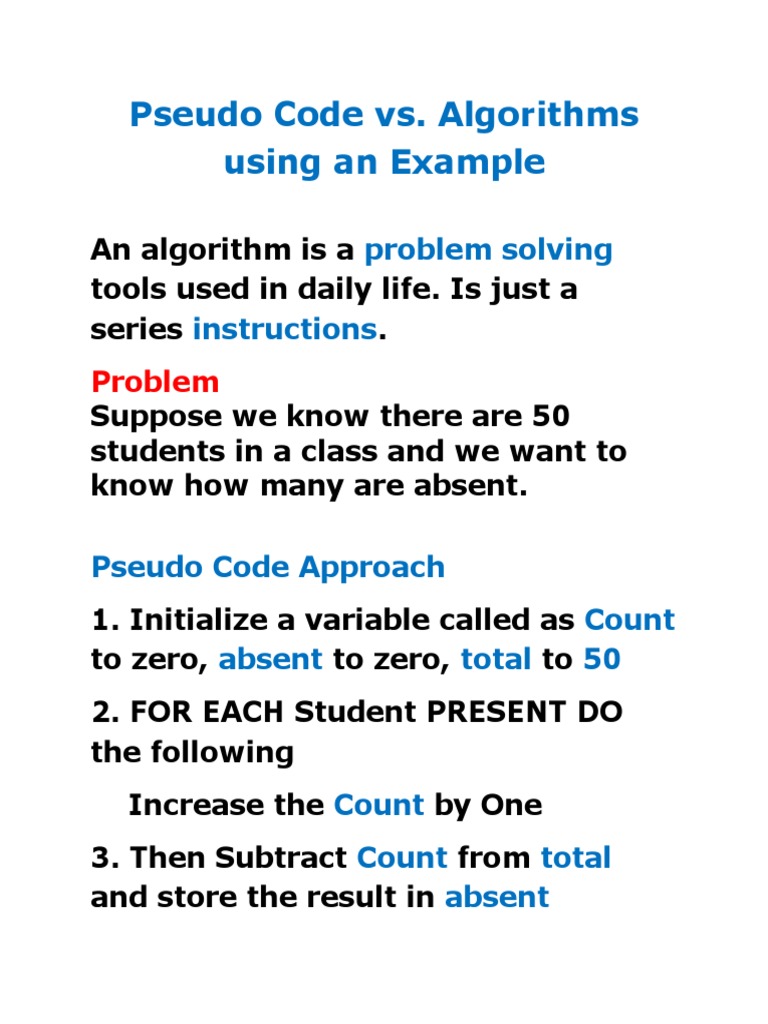 Difference Between Writing Pseudo Code and Algorithms Using An Example ...