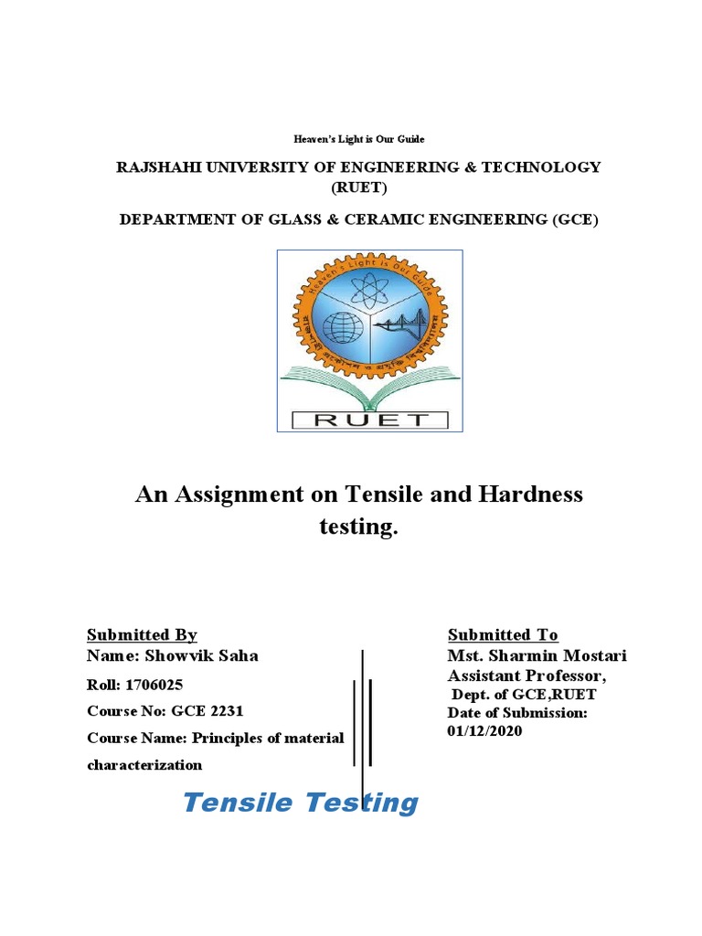 Tensile and Hardness Testing Overview | PDF | Deformation (Engineering ...