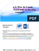 Lesson 3: How Do I Used Advance Word Tools To Develop Content?