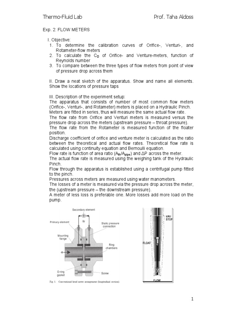 Flow Meter Calibration and Comparison | PDF | Flow Measurement ...