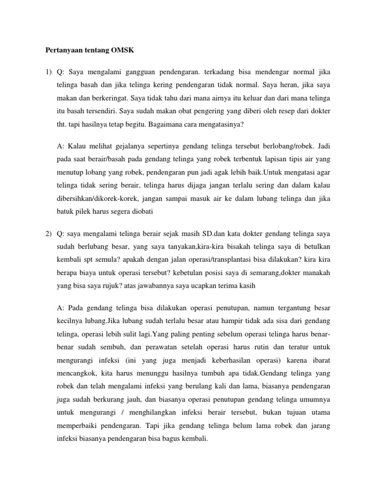 Pertanyaan tentang OMSK