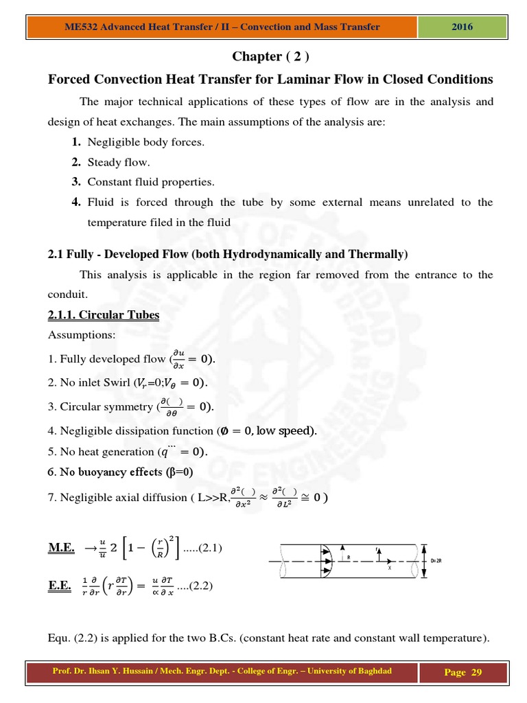 29 - Forced Convection Heat Transfer For Laminar Flow in Closed ...