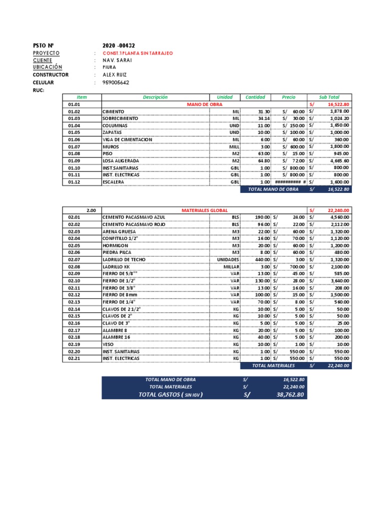 Construction Materials Invoice | PDF