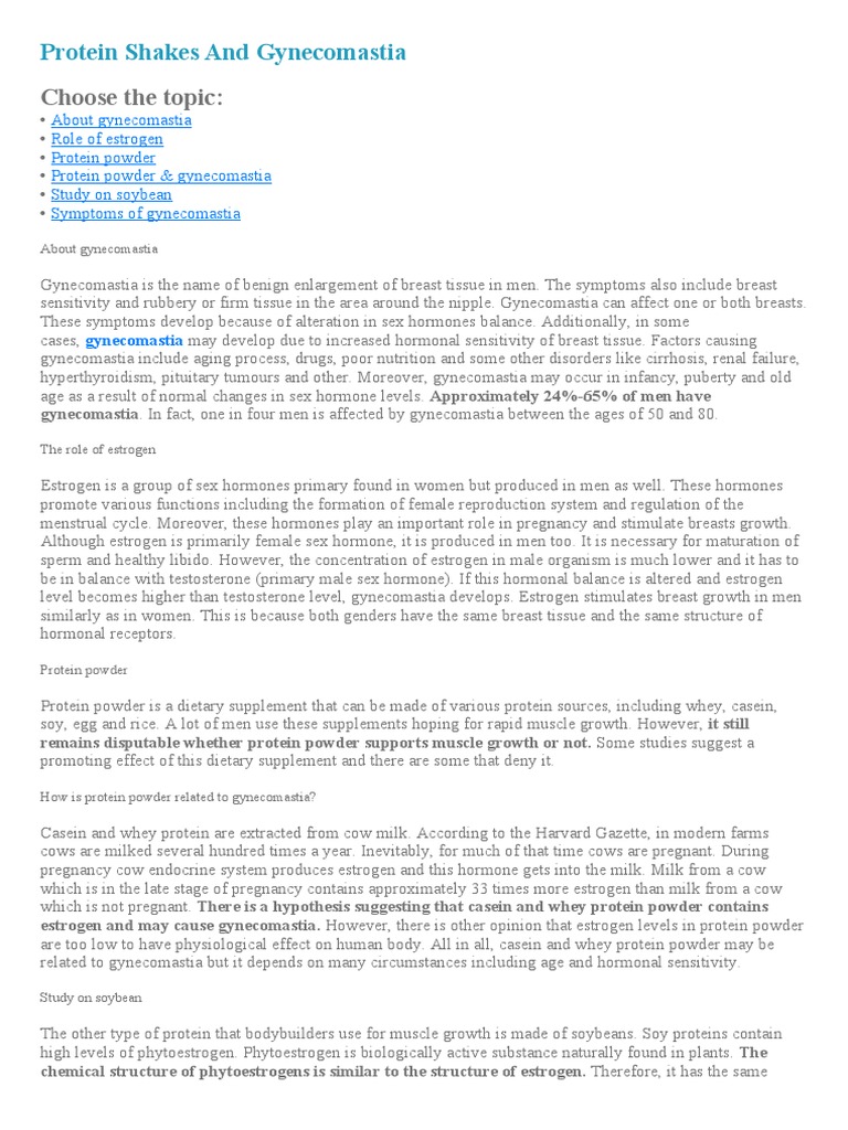 Protein Shakes and PDF Estrogen Breast