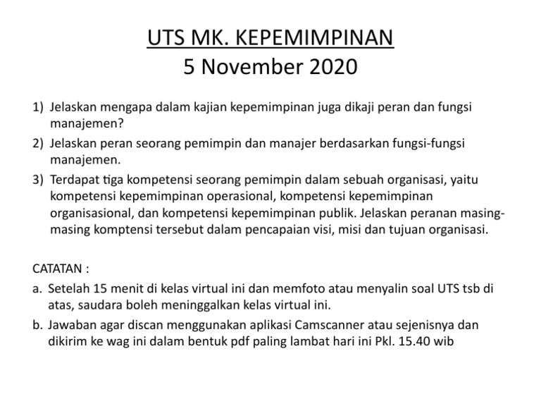 Uts Mk Kepemimpinan 5 Nov 2020 Pdf