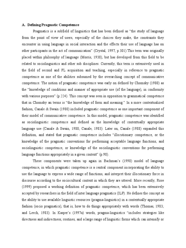 Understanding Pragmatic Competence in Language | PDF | Language ...