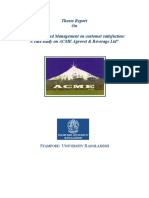 Theses Report On "Effect of Brand Management On Customer Satisfaction: A Case Study On ACME Agrovet & Beverage LTD"