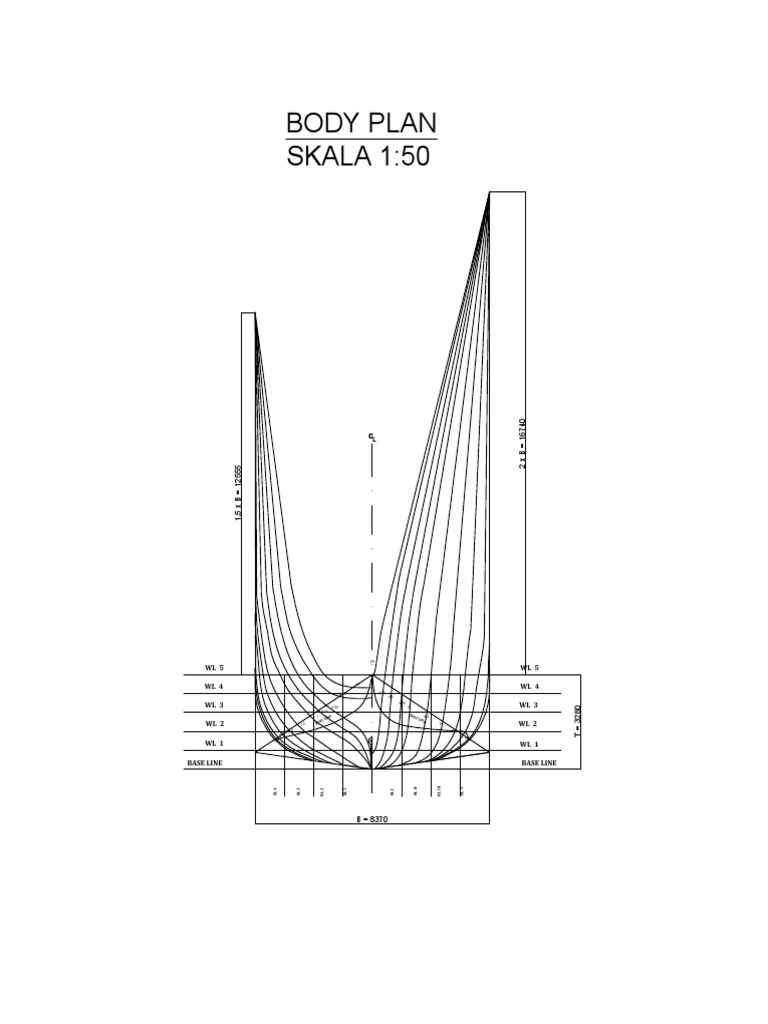 Body Plan SKALA 1:50: WL 5 WL 5 WL 4 WL 3 WL 2 WL 1 Base Line | PDF