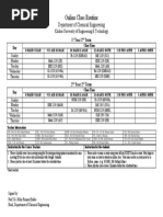 Online Class Routine: Department of Chemical Engineering