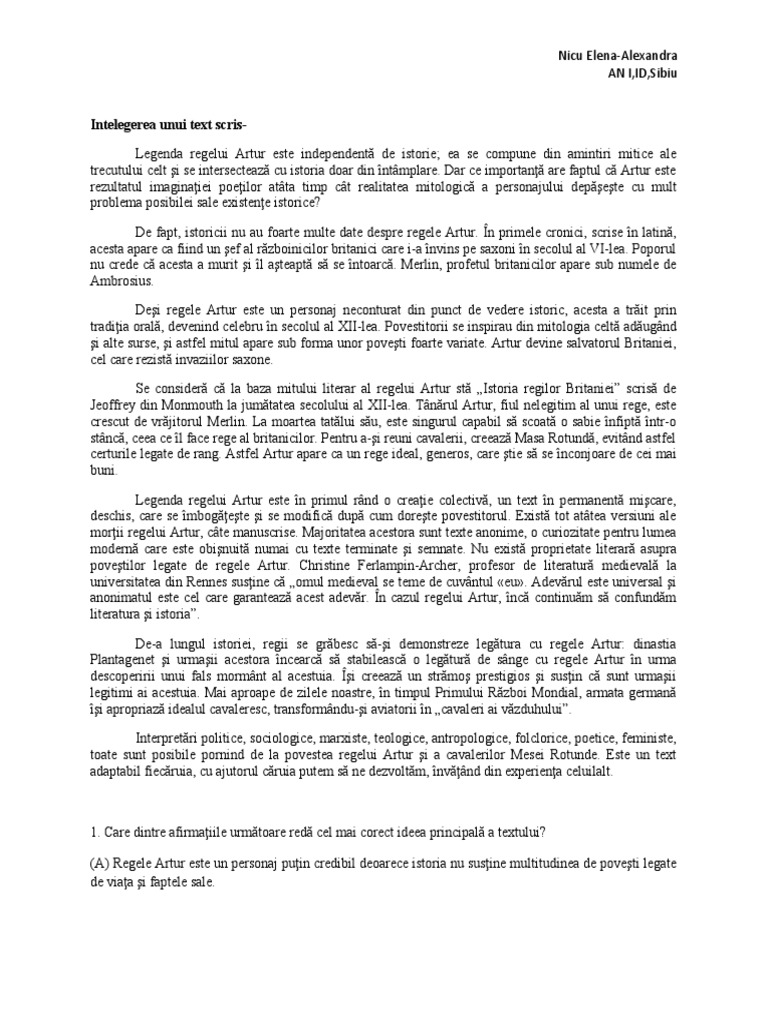 Intelegerea Unui Text Scris | PDF