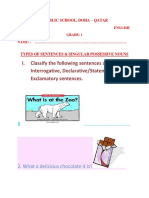 I. Classify The Following Sentences As Interrogative, Declarative/Statement and Exclamatory Sentences