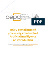 RGPD Compliance of Processings That Embed Artificial Intelligence An Introduction
