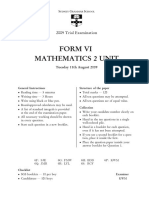 Form Vi Mathematics 2 Unit: 2009 Trial Examination