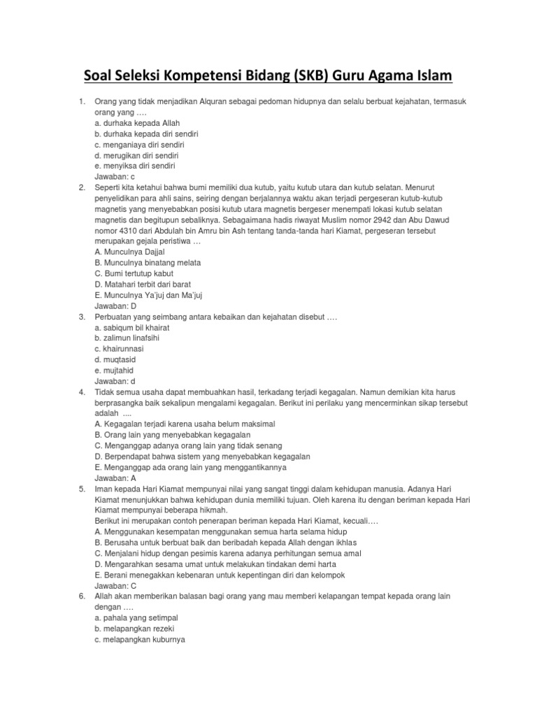 Soal Pppk Guru Agama Islam Pdf