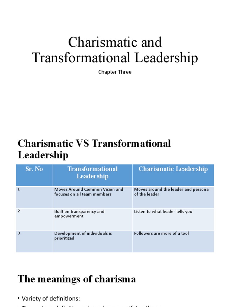 Charismatic and Transformational Leadership: Chapter Three | PDF ...