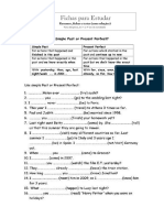 Ficha Ingles 8 Ano Past Simple Vs Present Perfect PDF