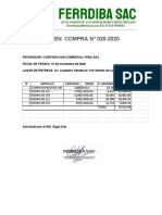 Orden de Compra #010 Corporacion Comercial Peru Sac