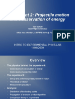 Experiment 2: Projectile Motion and Conservation of Energy: Intro To Experimental Phys-Lab 1494/2699