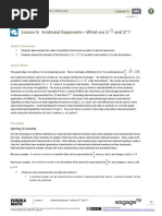 Lesson 5: Irrational Exponents-What Are and ?: Student Outcomes