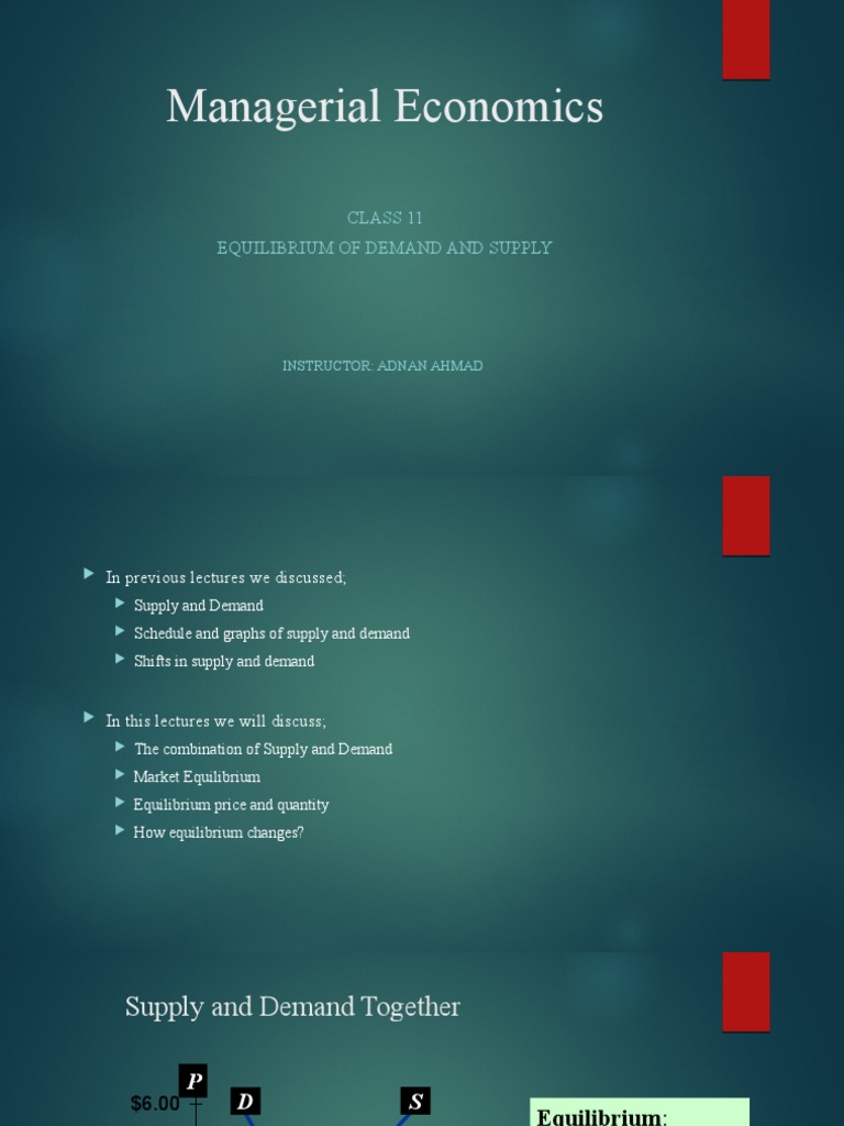 C 11 Equilibrium of Demand and Supply PDF Economic Equilibrium Supply (Economics)