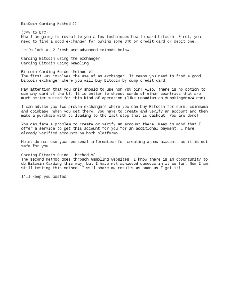 Bitcoin Carding Techniques Revealed | PDF