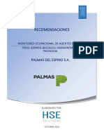 Monitoreo Ocupacional Palmas Del Espino S.A - Recomendaciones PDF