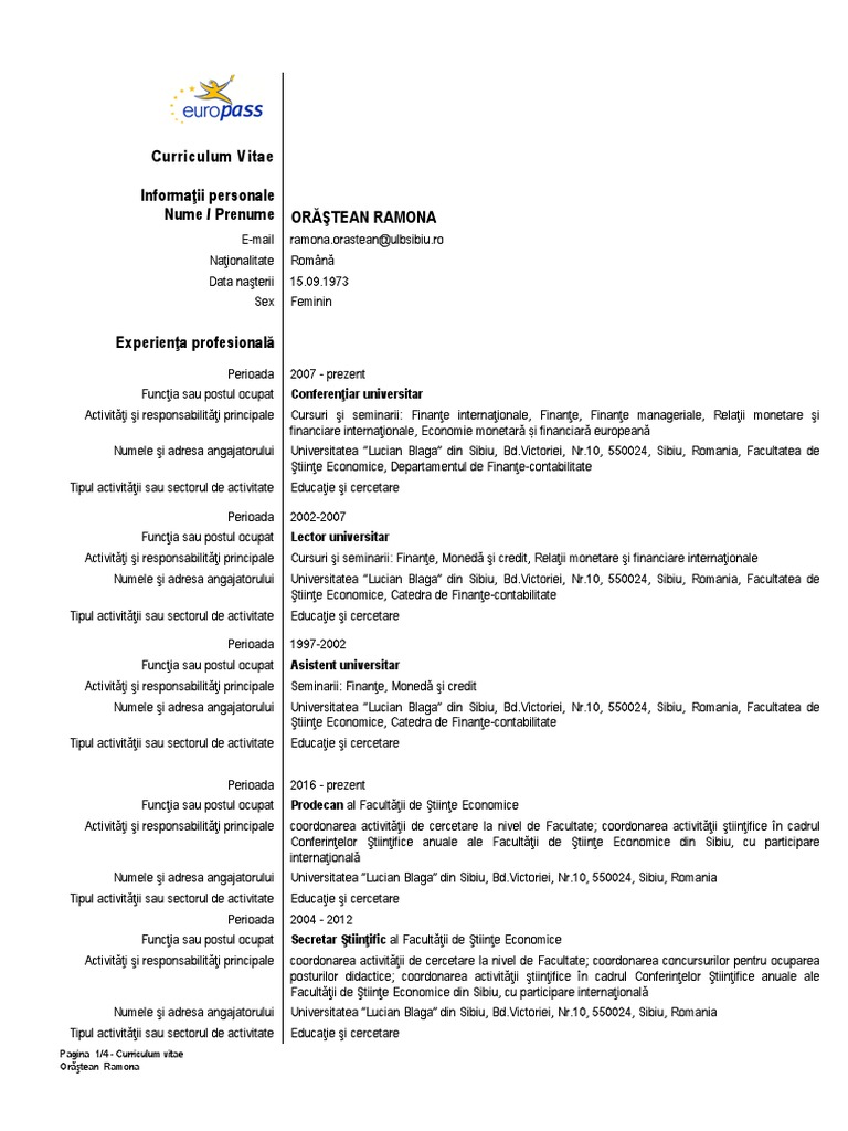 Orastean Ramona CV Romana PDF