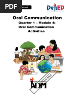 Quarter 1 - Module 4: Oral Communication Activities