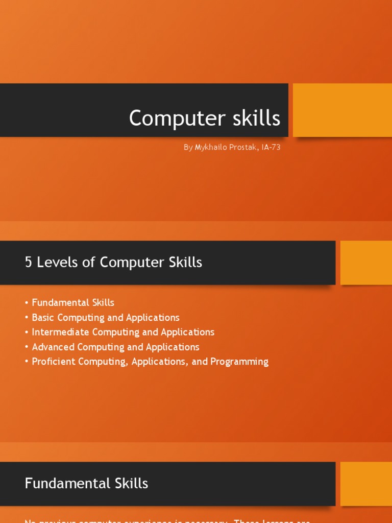 Five Levels of Computer Skills A Framework for Classifying and