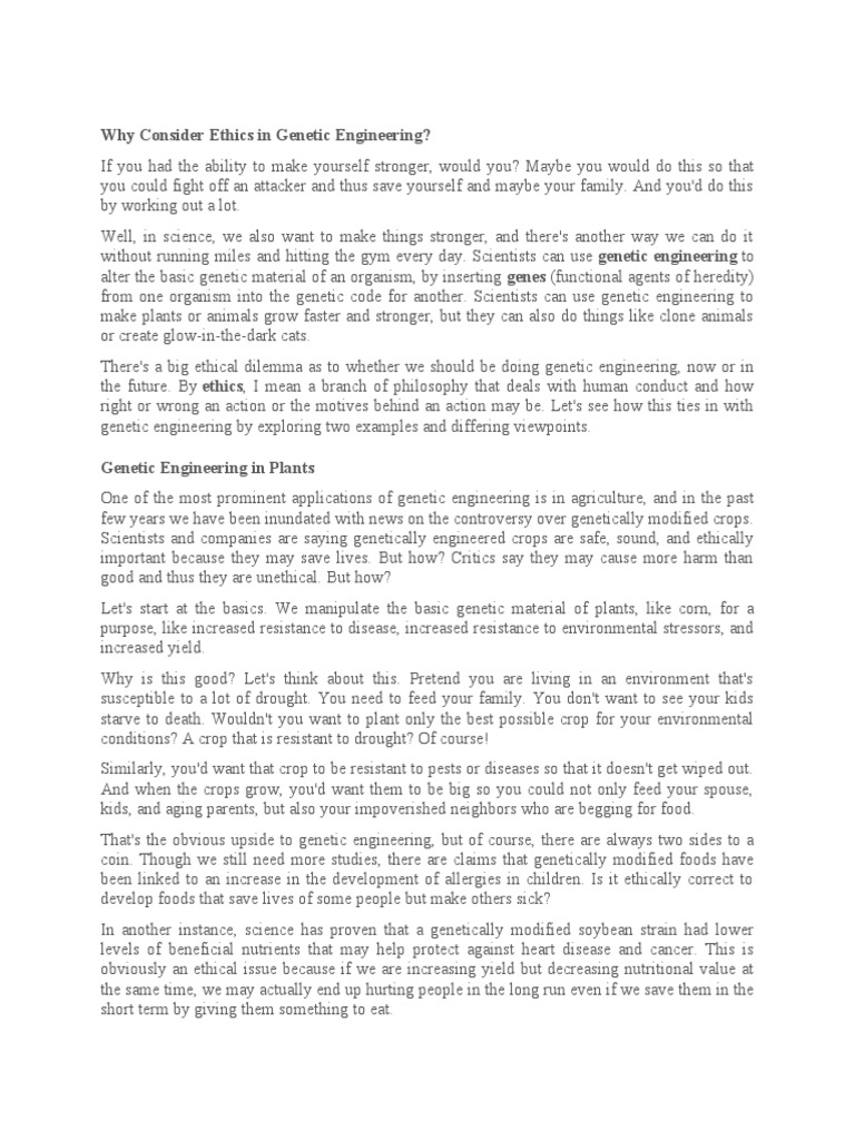 Ethics of Genetic Engineering Explained | PDF | Genetic Engineering ...