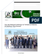 Two-Day National Conference On "Irritants in Pakistan-US Relations: Way Forward"