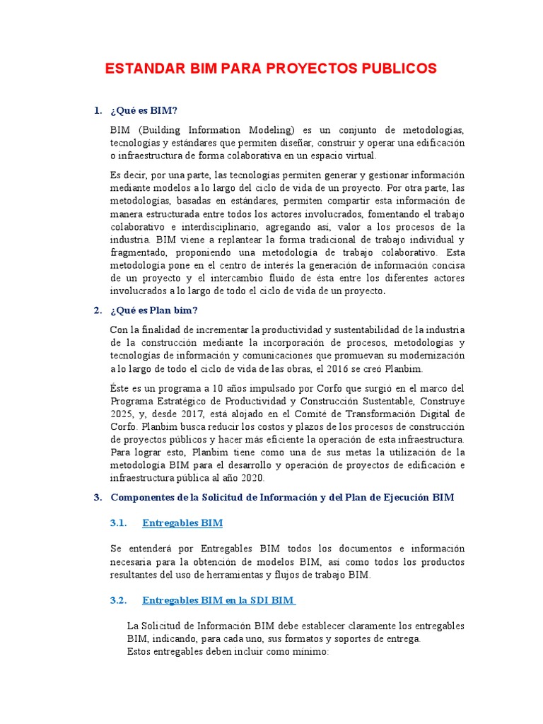 Estandar BIM para Proyectos Públicos | PDF | Modelado de información de ...