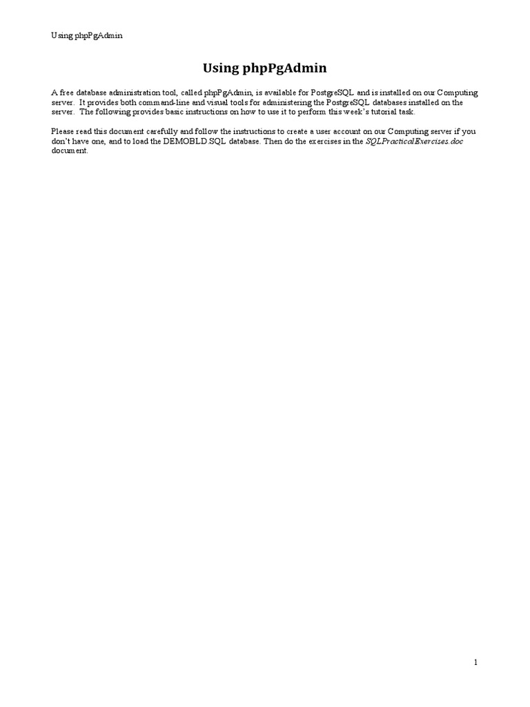 Using phpPgAdmin | Download Free PDF | Postgre Sql | Password