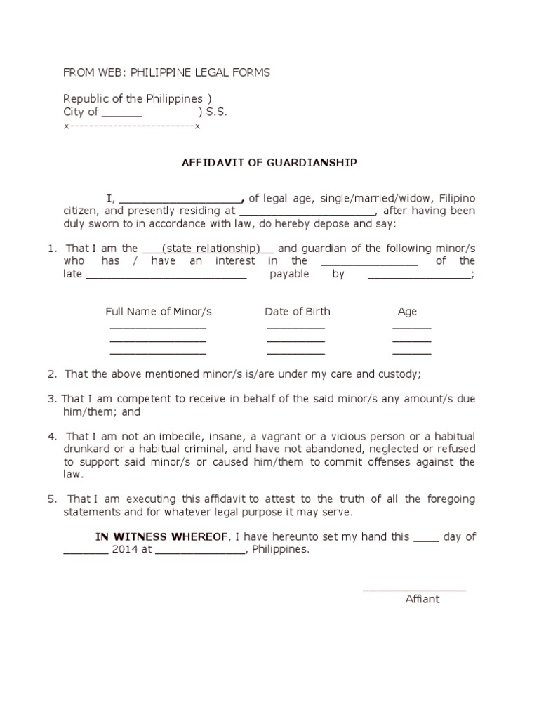 From  Philippine Legal Forms Republic of The Philippines) City of