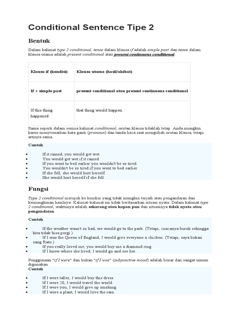 Understanding Type 2 Conditional Sentences | PDF | Linguistics ...