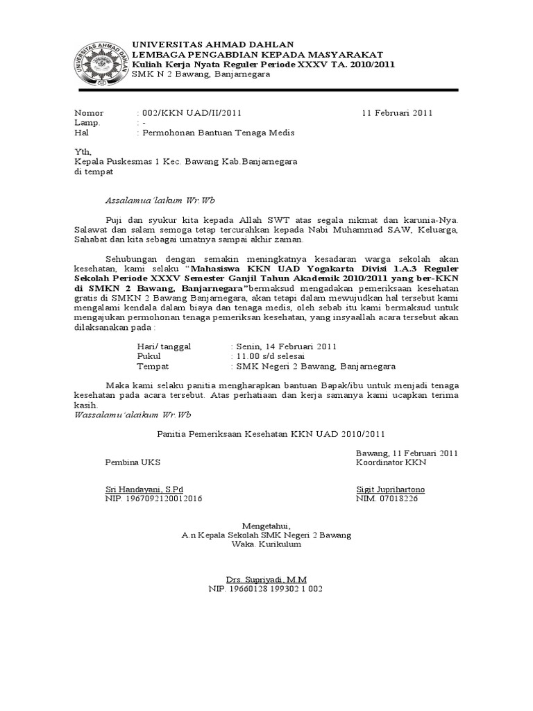 Surat Puskesmas