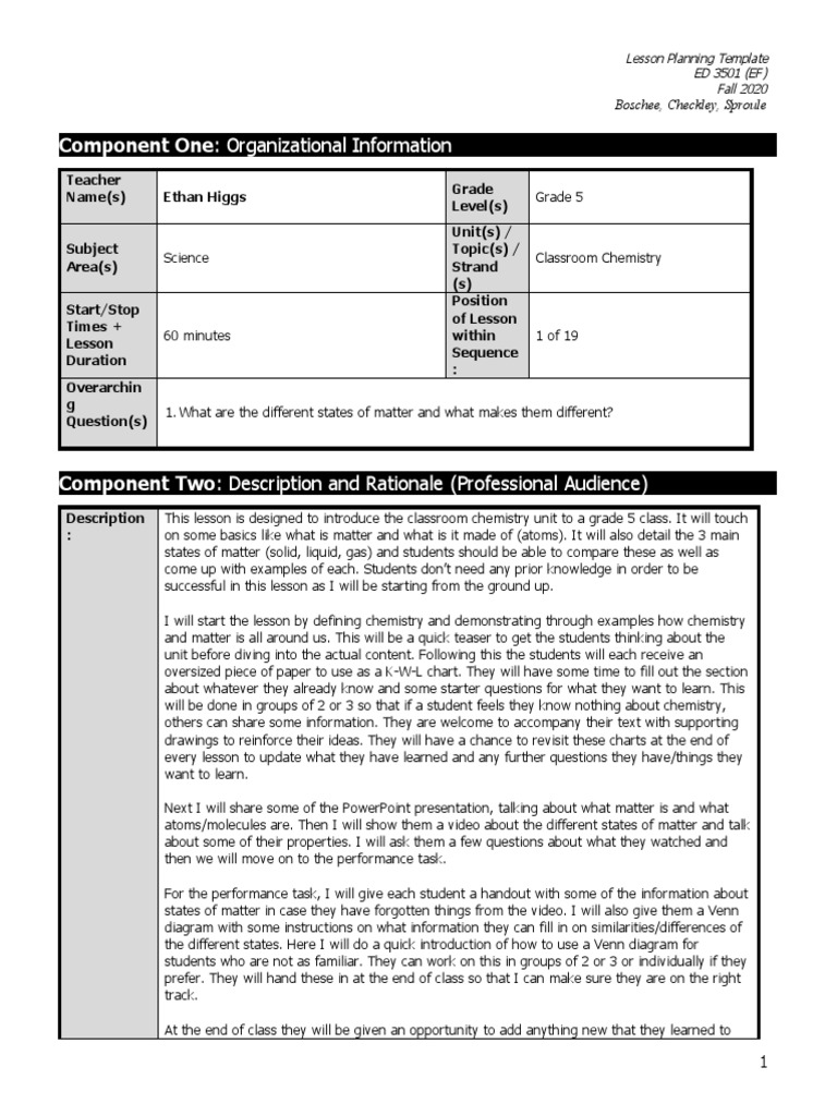 Grade 5 Chemistry Lesson Plan | PDF | Liquids | Solid