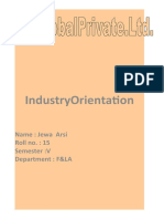 Industryorientation: Name: Jewa Arsi Roll No.: 15 Semester:V Department: F&La