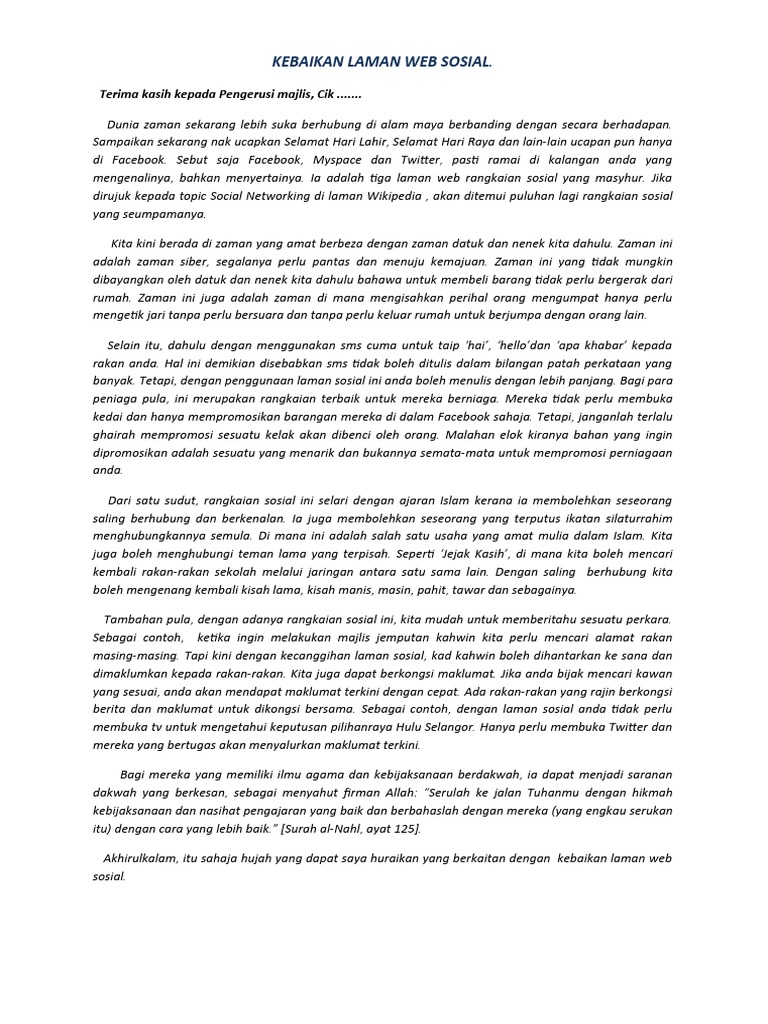 Kebaikan Laman Web Sosial Pdf