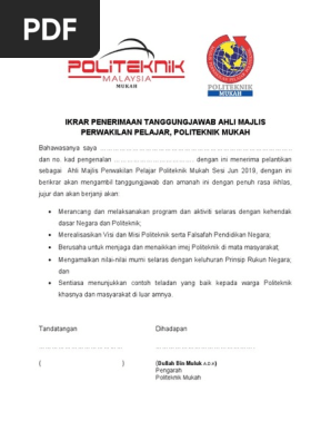 Ikrar Penerimaan Tanggungjawab Ahli Majlis Perwakilan Pelajar Pdf