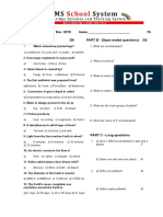 Class 5 Science Exam Dec 2019 Part A - MCQ /26 PART B - (Open Ended Questions) /24