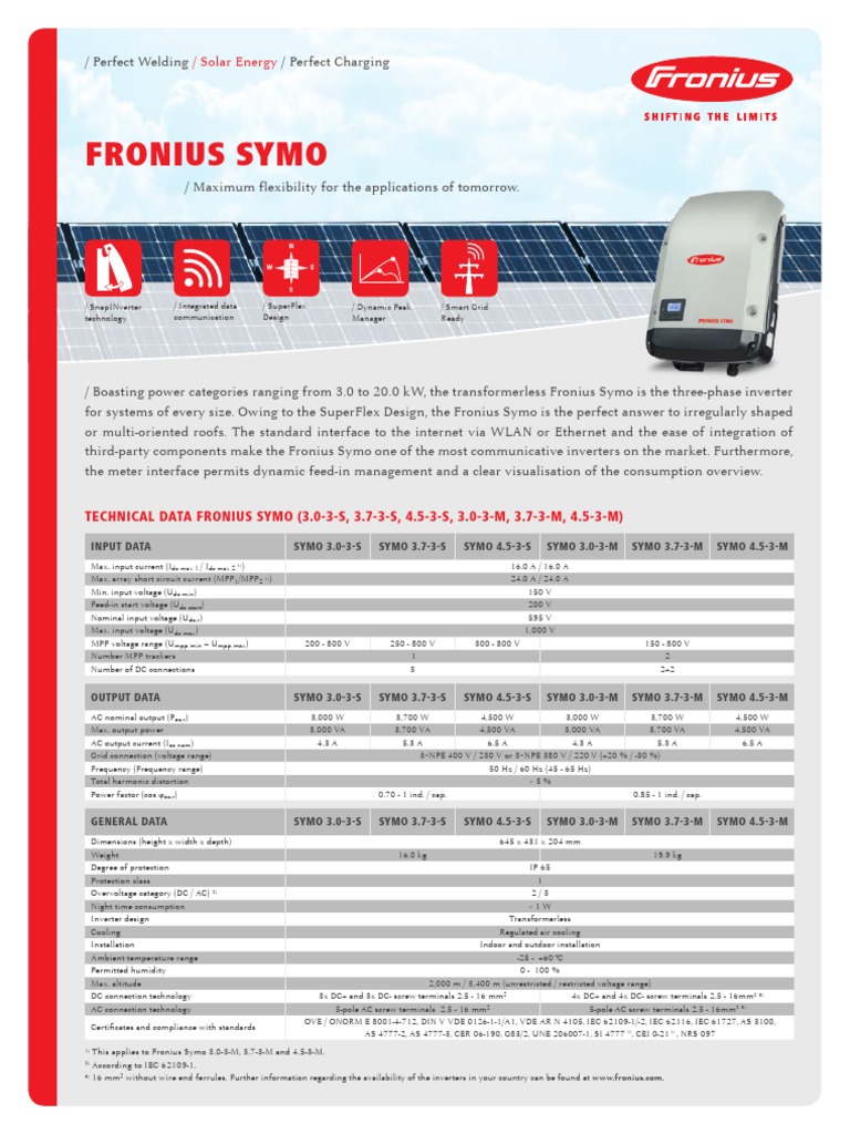 Technical Data Sheet | PDF | Alternating Current | Power Inverter
