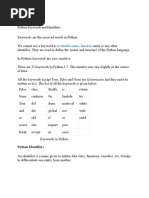 Python Keywords and Identifiers